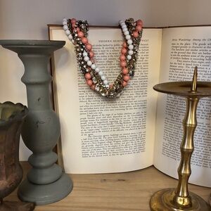 Chunky Pink Rhinestone Gold Necklace